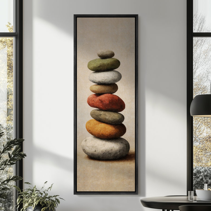 Impression sur toile encadrée, art zen, Noir, H 60 po x l 20 po