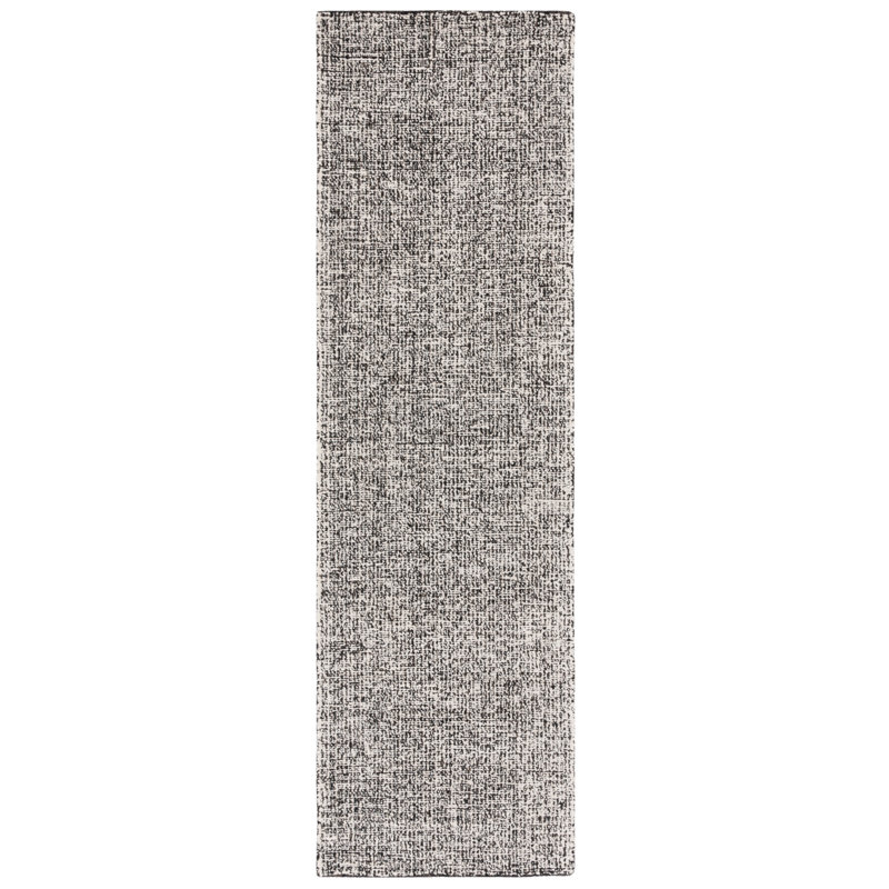 Macguiness Ebony Hand Tufted Wool Jute Cotton Rug in Black/Ivory, Runner 2'3" x 8'