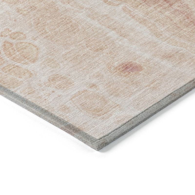 Tapis d'extérieur lavable abstrait saumon et ivoire 10 pi x 14 pi