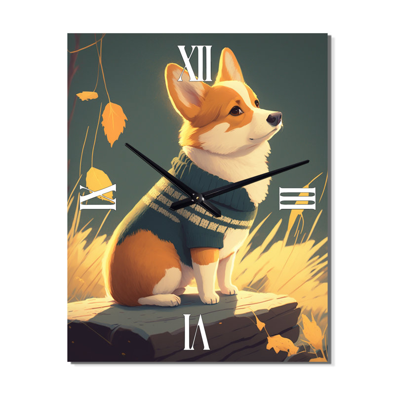 Mignon petit chien Corgi - horloge murale moderne animaux mafieux, Petit