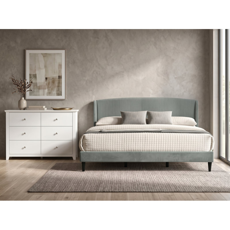 Ensemble de chambre à coucher Abe 2 pièces, Grey/White, 2 Pcs: Bed, Dresser, King