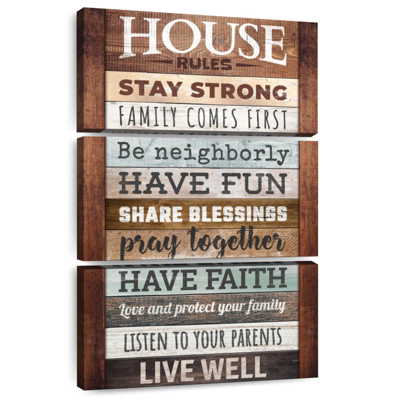 Kema Inspirational House Rules Typography Wall Sign, 38" H x 24" W