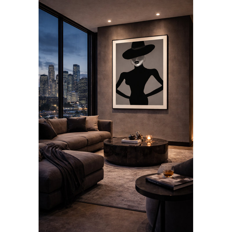 Art mural encadré Midnight par Kasian Art Studio - cadre noir, Noir