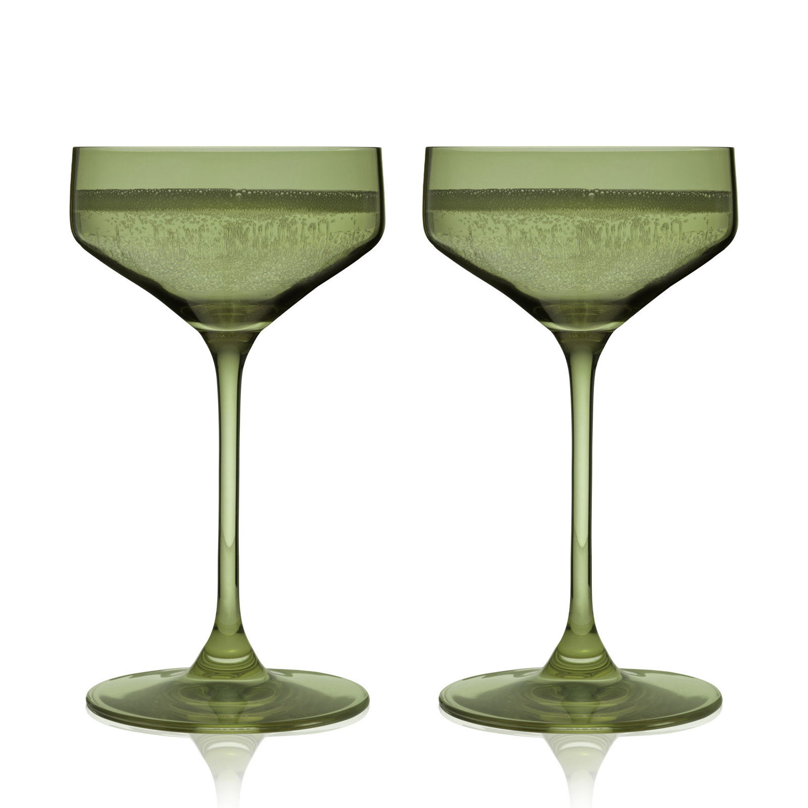 Reserve Nouveau Crystal Coupe Glasses, Green