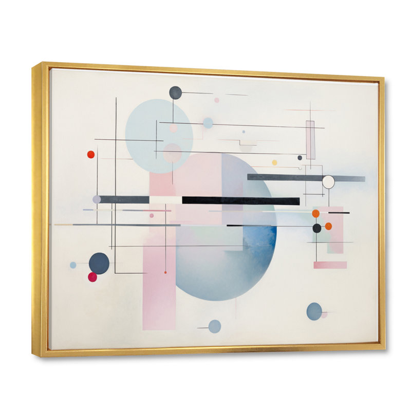 Abstractions éthérées du suprématisme rose, Cadre flottant doré, H 34 po x l 44 po x P 1,5 po
