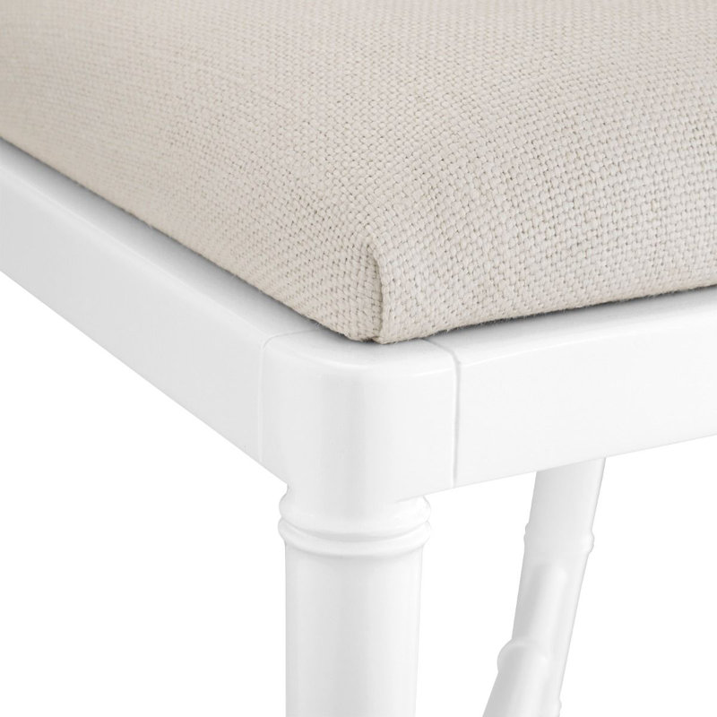 Jardin Upholstered Stool with Solid Wood Frame, White