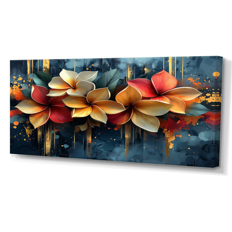 «Fury River Of Aqua Plumeria Blossom I», impressions sur toile Plumeria, 28'' H x 60'' W, Toile tendue