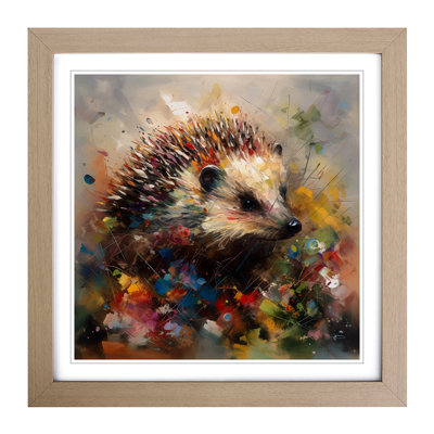 Hedgehog Expressionism - Single Picture Frame Print on Wood