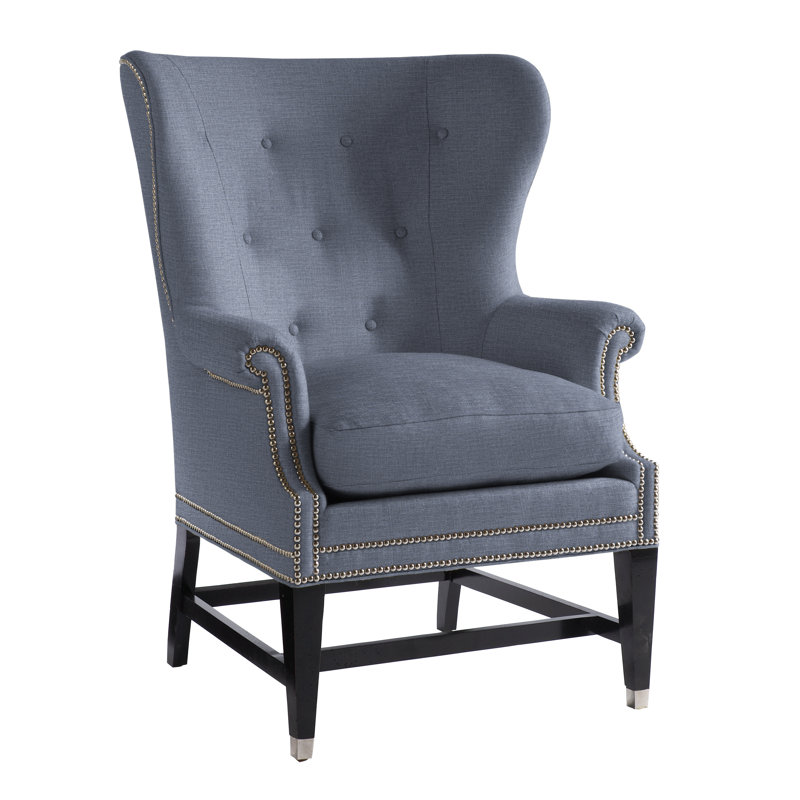 Farrington 31" Wide Linen Wingback Chair, Affinity Blue