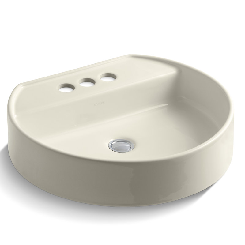 Chord Wading Pool Vessel Bathroom Sink, Amande, Robinet à large entraxe
