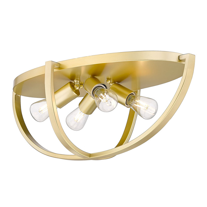 Plafonnier encastré 4 lumières H 11,25 po Nussbaum, Or olympique, Pas d'ombre