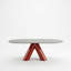 Oval Marble Top Metal Base Dining Table
