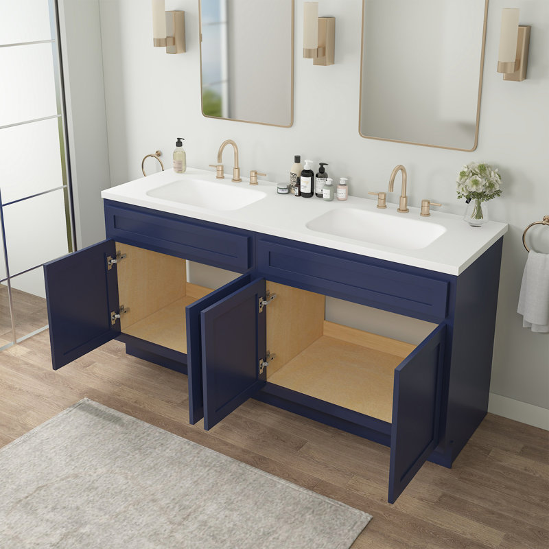 Base de meuble-lavabo double 66 po seulement, Bleu