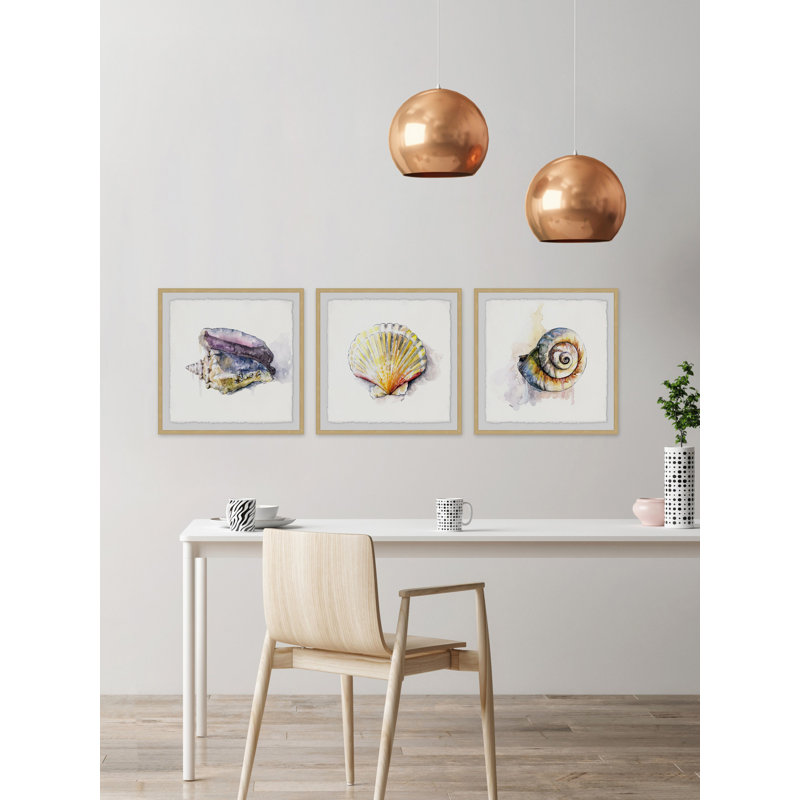Sea Buddies Triptych par Rachel Byler - Ensemble de 3 reproductions de cadres photo sur papier, H 32 po x l 32 po x P 1,5 po