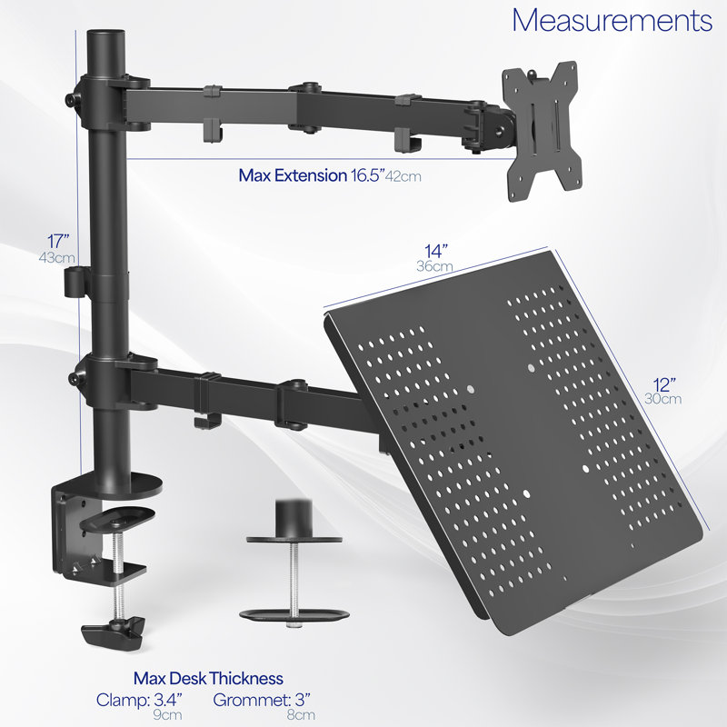 Single Monitor and Laptop Desk Mount, Black