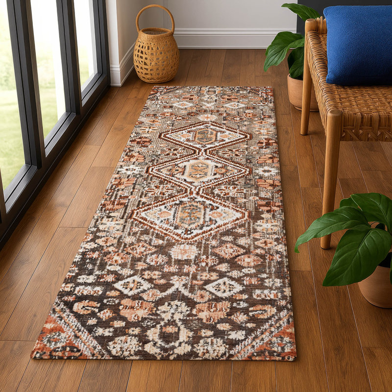 Premium Machine Washable Ashington AMF1834 Aztec Rug, Runner 2'3" x 7'6"