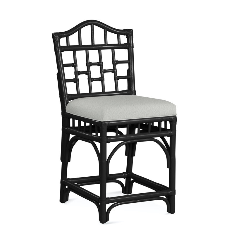 Chippendale Upholstered Stool, Black, Elite Ivory; 0321-91