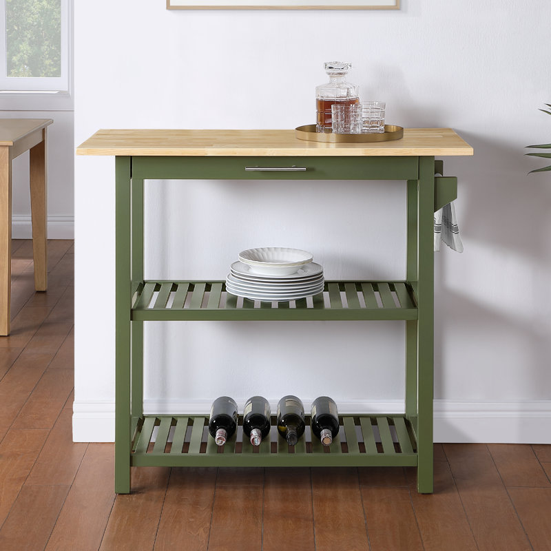 Table de préparation avec tiroir Janxiel, Vert sauge foncé