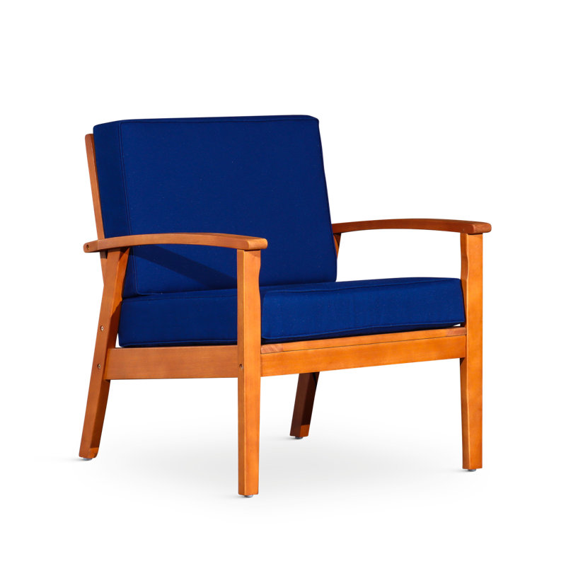 Deep Seat Eucalyptus Chair, Espresso Finish, Natural, Navy