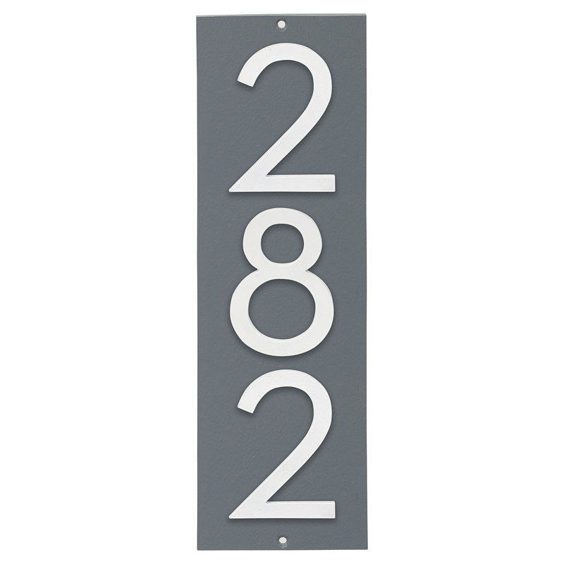 Plaque d'adresse murale sur 1 ligne, Gris / blanc, Oui