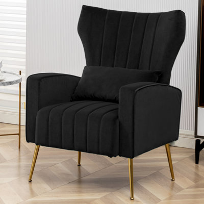 Upholstered Accent Chair With Pillow For Living Room