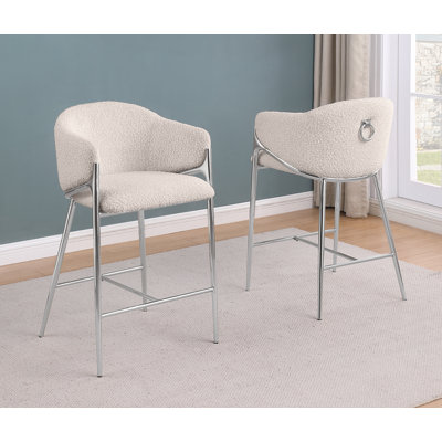 Tabourets de bar en tissu Teddy Boucle