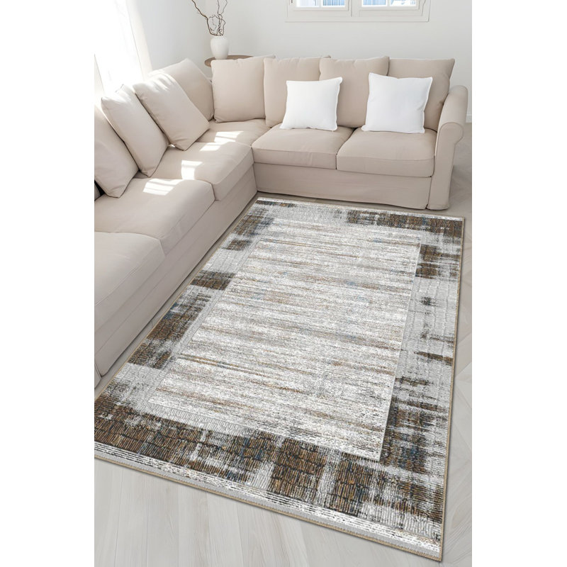 Tapis beige lavable à la machine, Carré 3 pi 3 po
