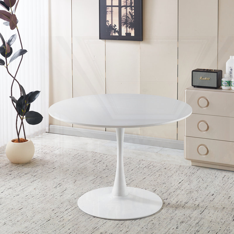 Mid-century Dining Table, White, 28.74"H x 42.12"L x 42.12"W