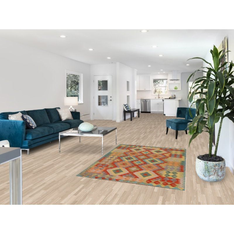 Tapis géométrique réversible kilim 4 x 6