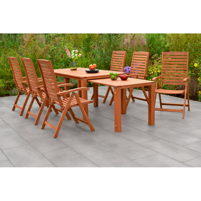 Demeray 6 - Person Wood Patio Dining Set with Rectangular Table
