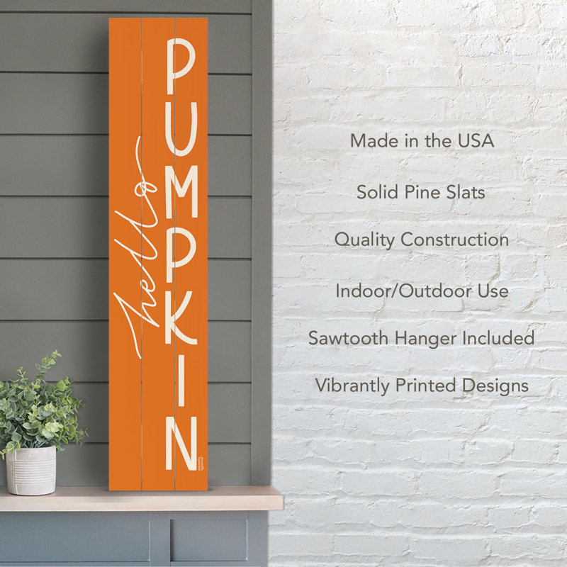 Hello Pumpkin Outdoor Porch or Entryway Welcome Sign