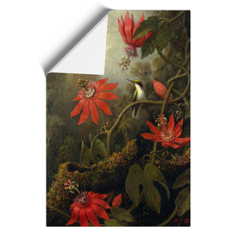 Hummingbird And Flowers by Martin Johnson Heade - No Frame Print, 59cm H x 42cm W x 0.1cm D