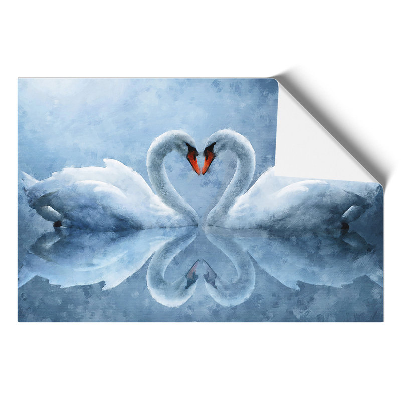 White Swan Painting - Frameless Print, 30cm H x 42cm W x 0.1cm D
