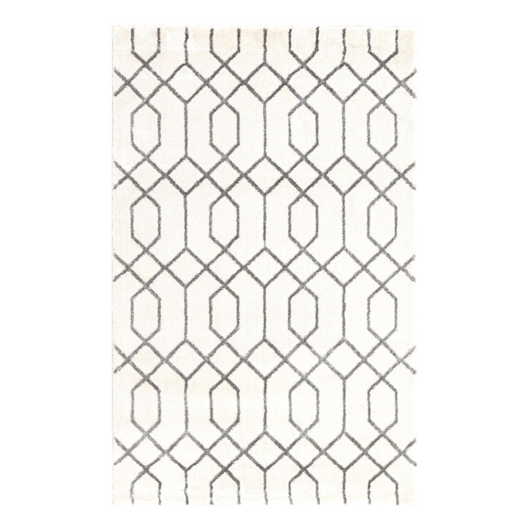 Glam Geometric White Silver Area Rug