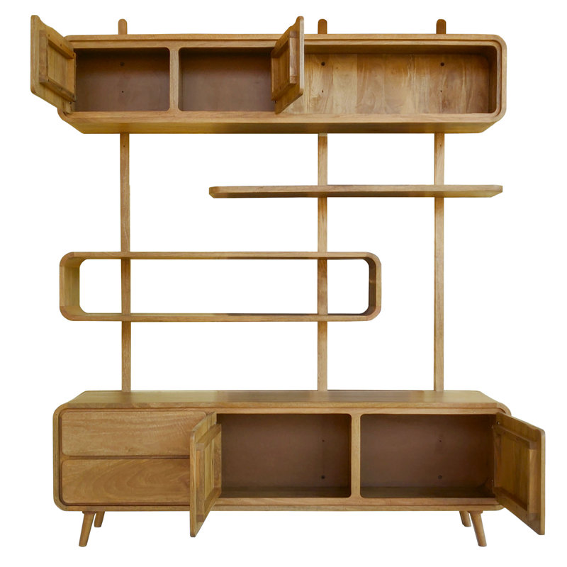 Iola 554.99cm H x 457.2cm W Solid Wood Standard Bookcase, Brown