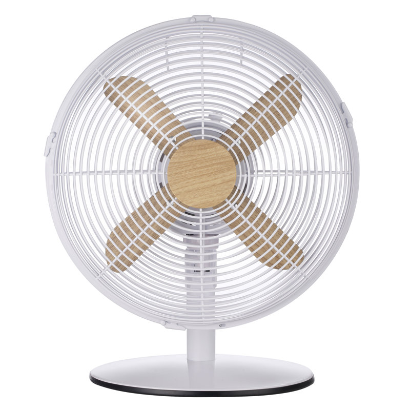 Russell Hobbs RHMDF1201WDW 12" White Scandi Style Desk Fan, White/Brown