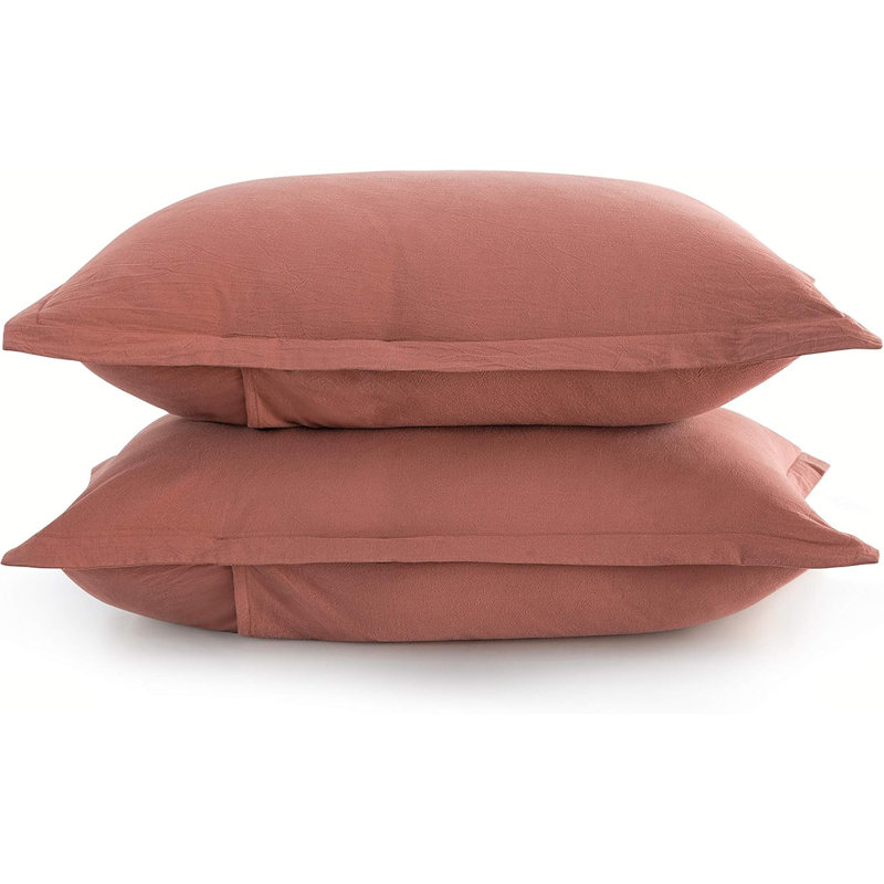 Stonewashed Cotton Solid Color Duvet Cover Set, Clay, Queen Duvet Cover + 2 Queen Shams