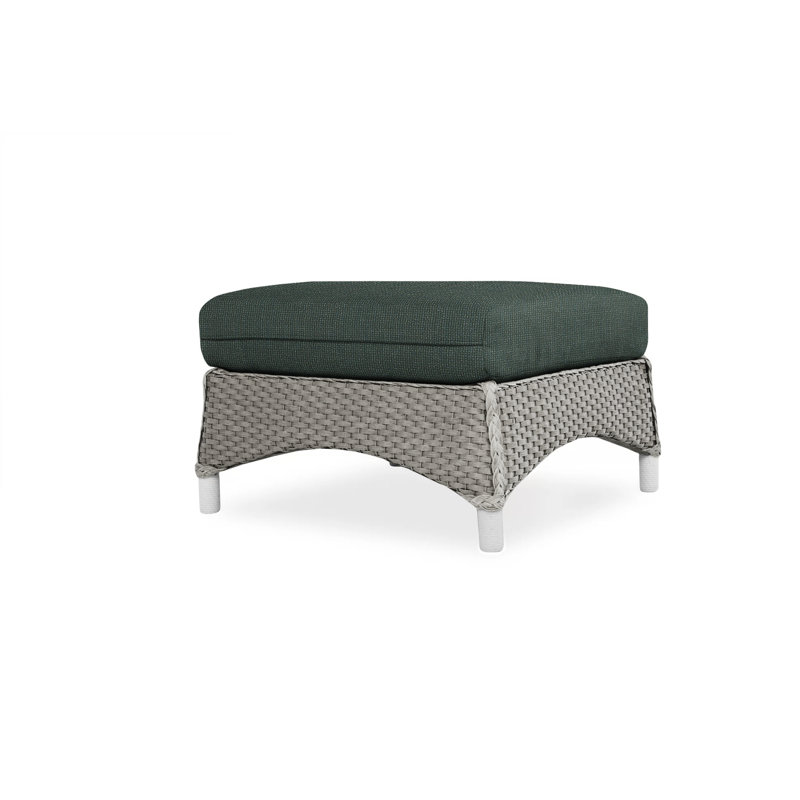 Mandalay Outdoor Ottoman, Sailcloth Salt, Pewter