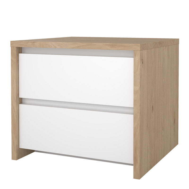 Borislava 51.6cm W Manufactured Wood Bedside Table, Brown/White