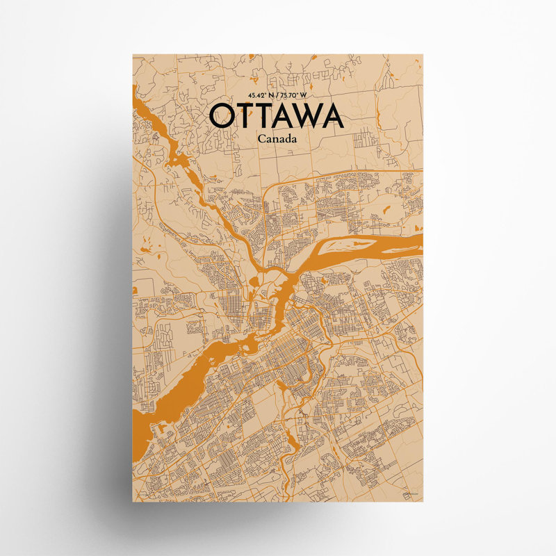 «Ottawa City Map», impression, H 17 po x l 11 po