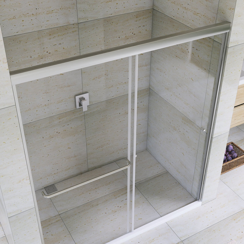 60 po X P 70 po Porte de douche coulissante double H, Nickel brossé
