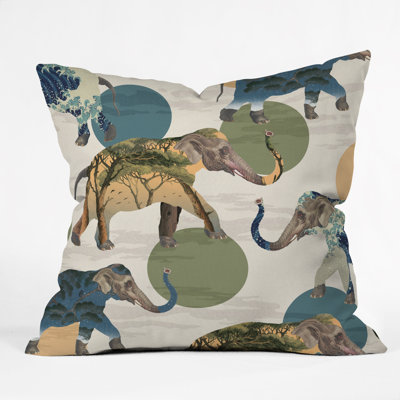 Belle Elephant Polka Throw Pillow