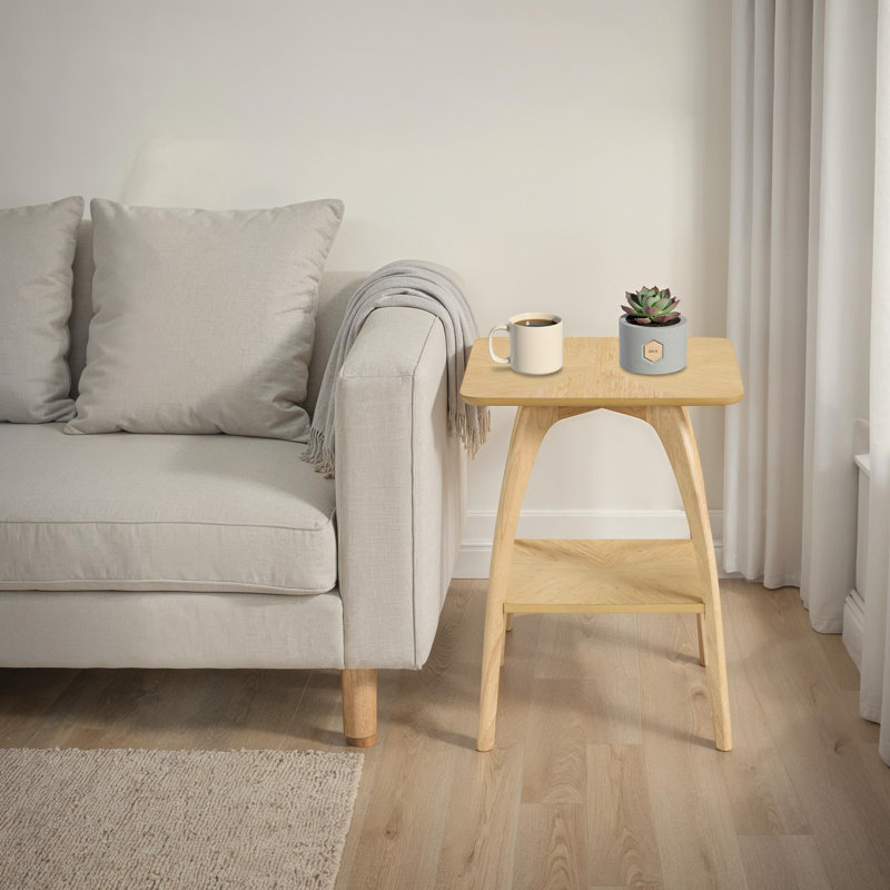 Atreu Square Wood End Table with Storage, Bamboo