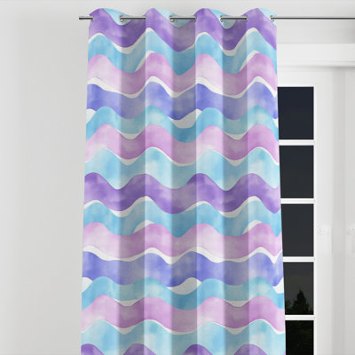 Kids Abstract Room Darkening Curtains - Playful Waves Grommet Curtain - 1 Panel
