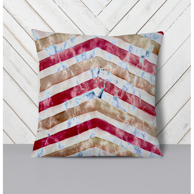 Throw Pillow With Insert, Brown/Pink Chevron 3, 20"H x 20"W