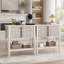 Console 31,5 "avec portes coulissantes et tablette de rangement pour le couloir, le salon ou le bureau, beige