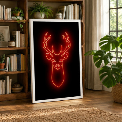 Neon Deer Modern - Wrapped Canvas