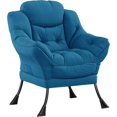 Lazy Chair for Living - Grand fauteuil d'appoint moderne avec poche latérale, fauteuil de lecture confortable pour chambre à coucher, dortoir et bureau