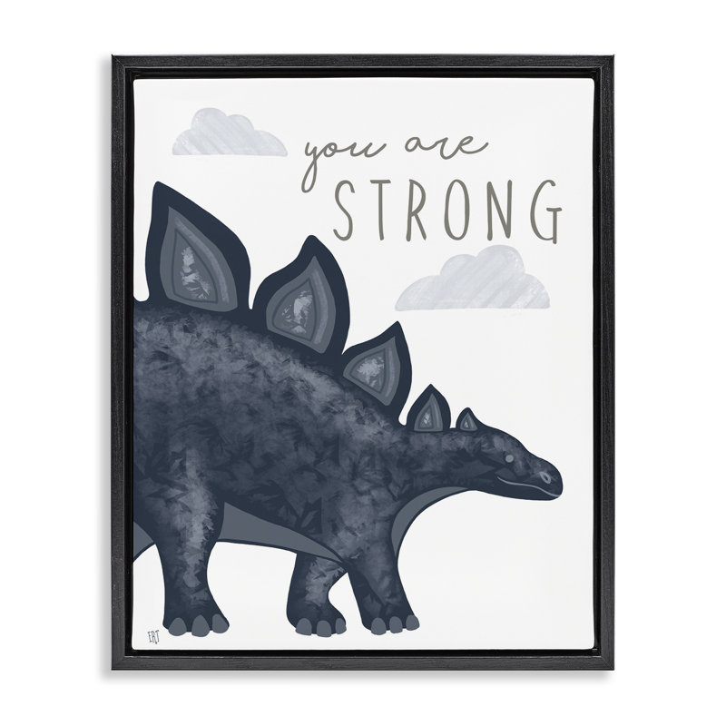 Cadre flottant You Are Strong Dinosaur, conception par Elizabeth Tyndall, Cadre flottant noir de jais, H 31 po x l 25 po