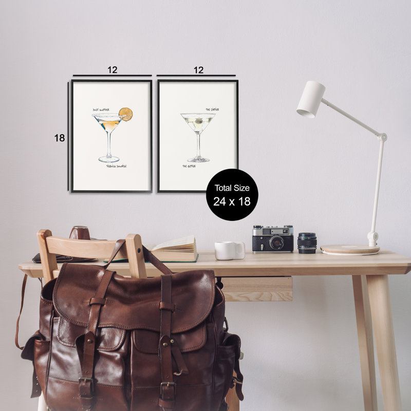  Téquila Cocktail & Expressions, ensemble de 2 estampes numériques par Graffi * Tee, H 18 po x l 12 po